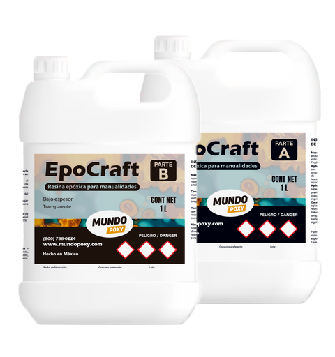 MUDOPOXY EPOCRAFT- Resina para Manualidades-Kit de 0.5 galones (1.89 L)